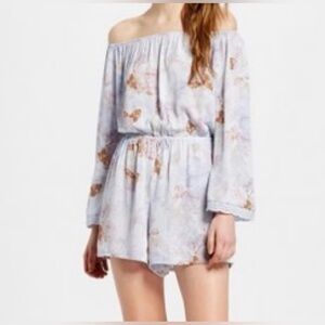 Mossimo pastel floral off the shoulder Romper Large